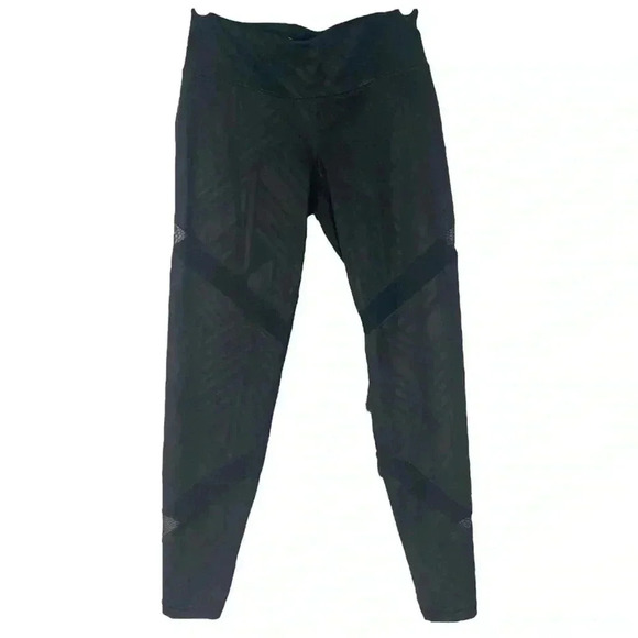 Old Navy Active Go Dry Black Printed Mesh Insert Leggings - Picture 1 of 7